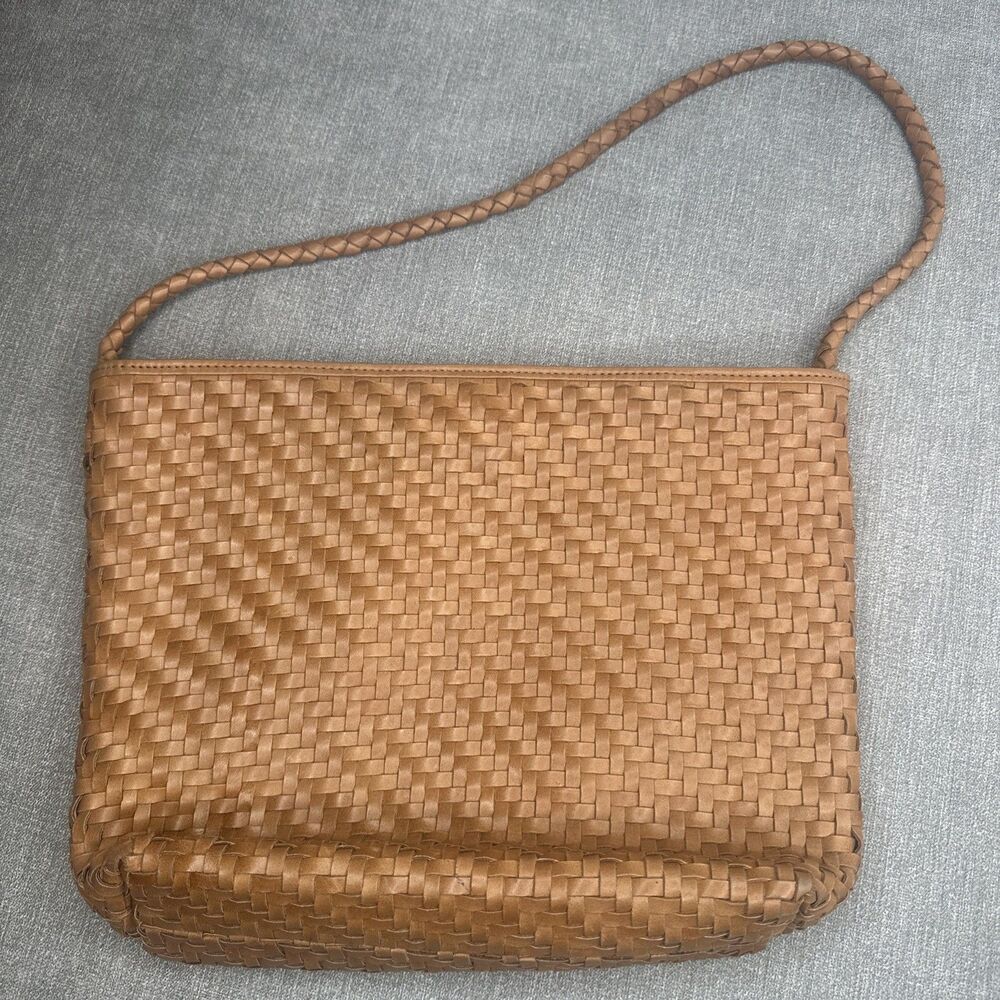 Bembien Woven Leather Shoulder Bag Purse Sienna Tan Basketweave